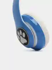 Синий меланж беспроводные Bluetooth наушники с кошачьими светящимися ушками, STN-28