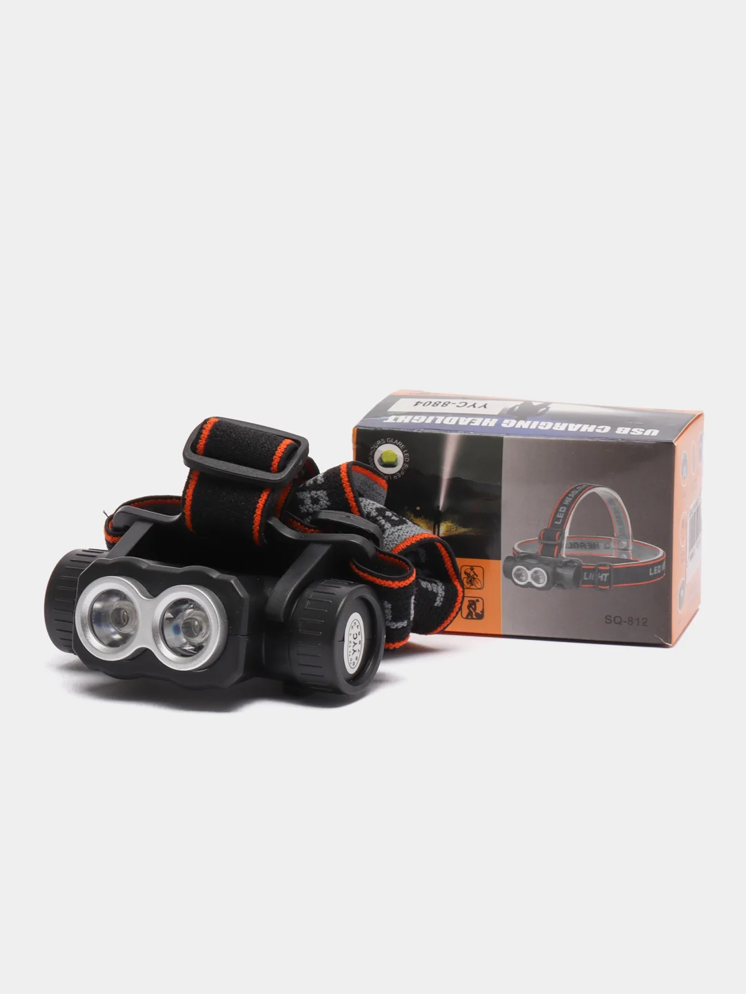 Черный фонарь налобный светодиодный, с аккумулятором, USB, YYC-8804