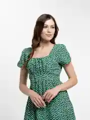 Зеленый платье с цветочным принтом