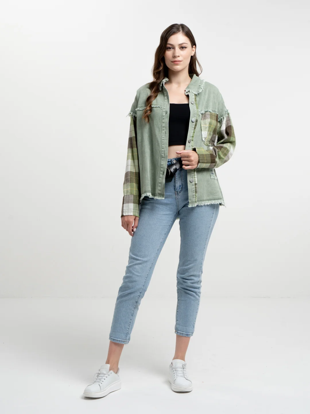 Бирюзовый рубашка джинсовая oversize