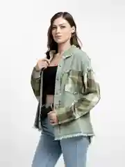 Зелёный хаки рубашка джинсовая oversize