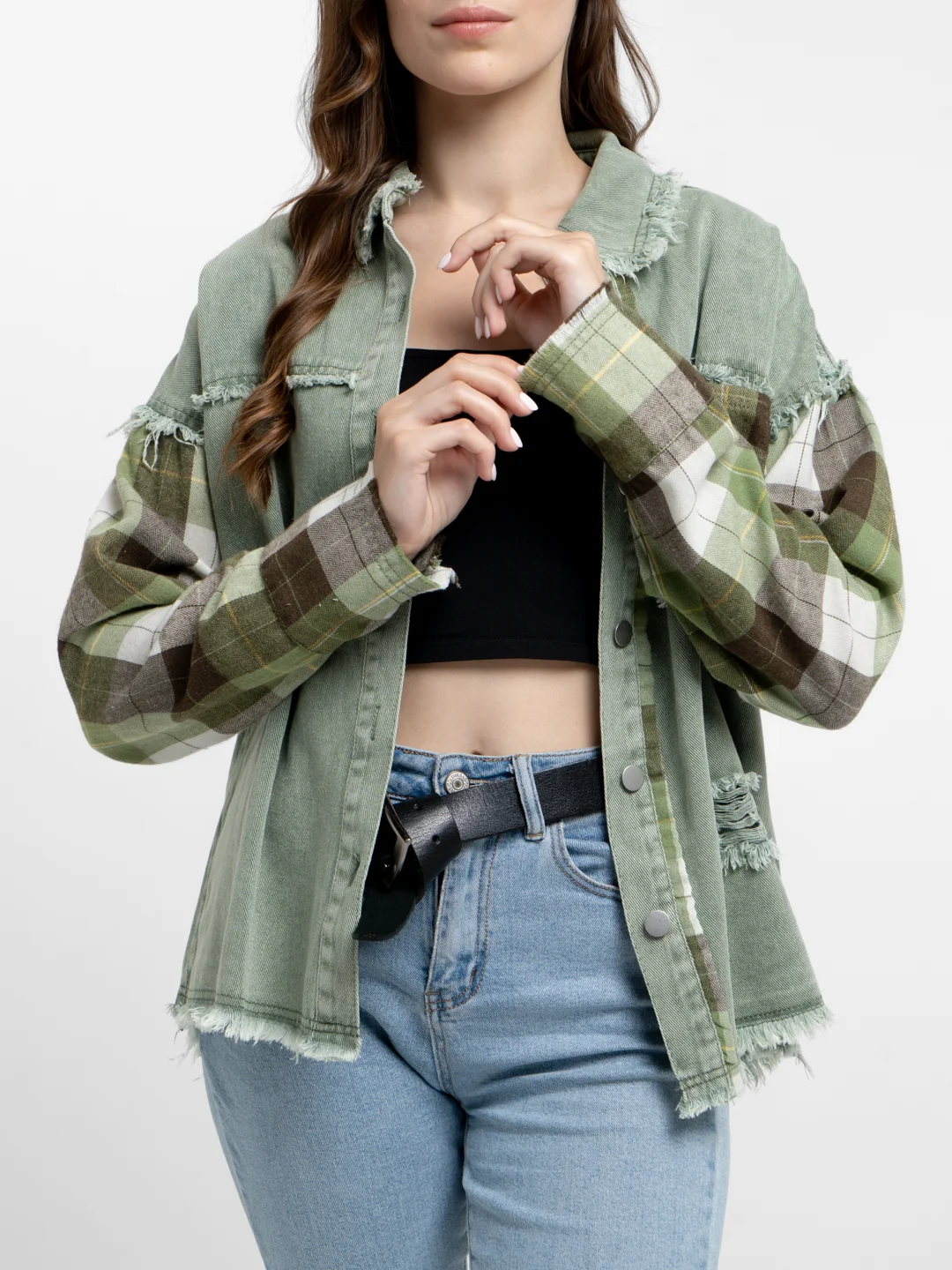 Бирюзовый рубашка джинсовая oversize