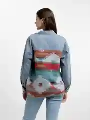 Красный рубашка джинсовая с длинным рукавом