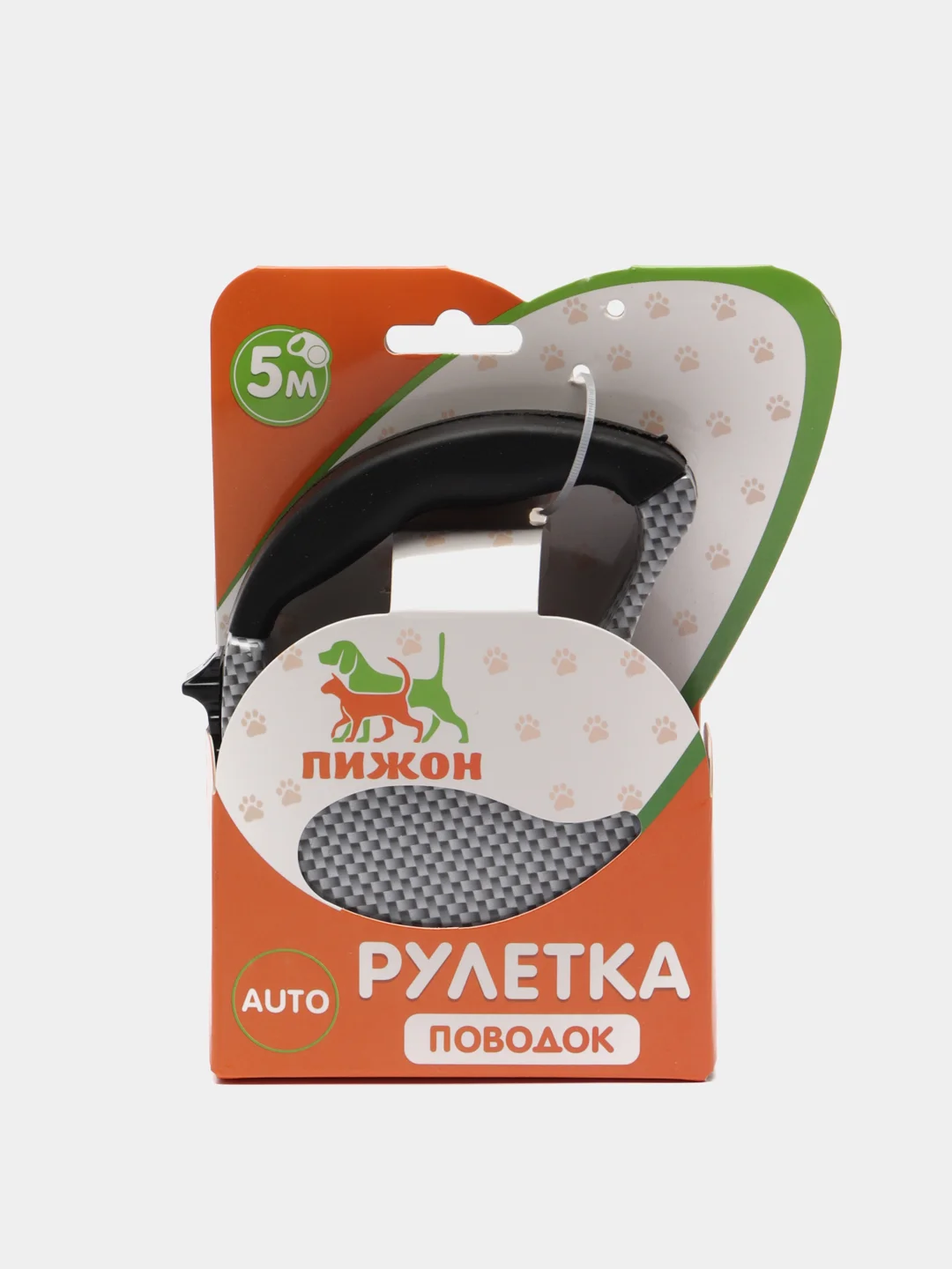 Рулетка с поводком-лентой, резиновая ручка, 5 м, вес животного до 15 кг