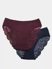 Трусы женские 2шт., хлопковые, кружевные, большие размеры, высокая посадка, однотонные