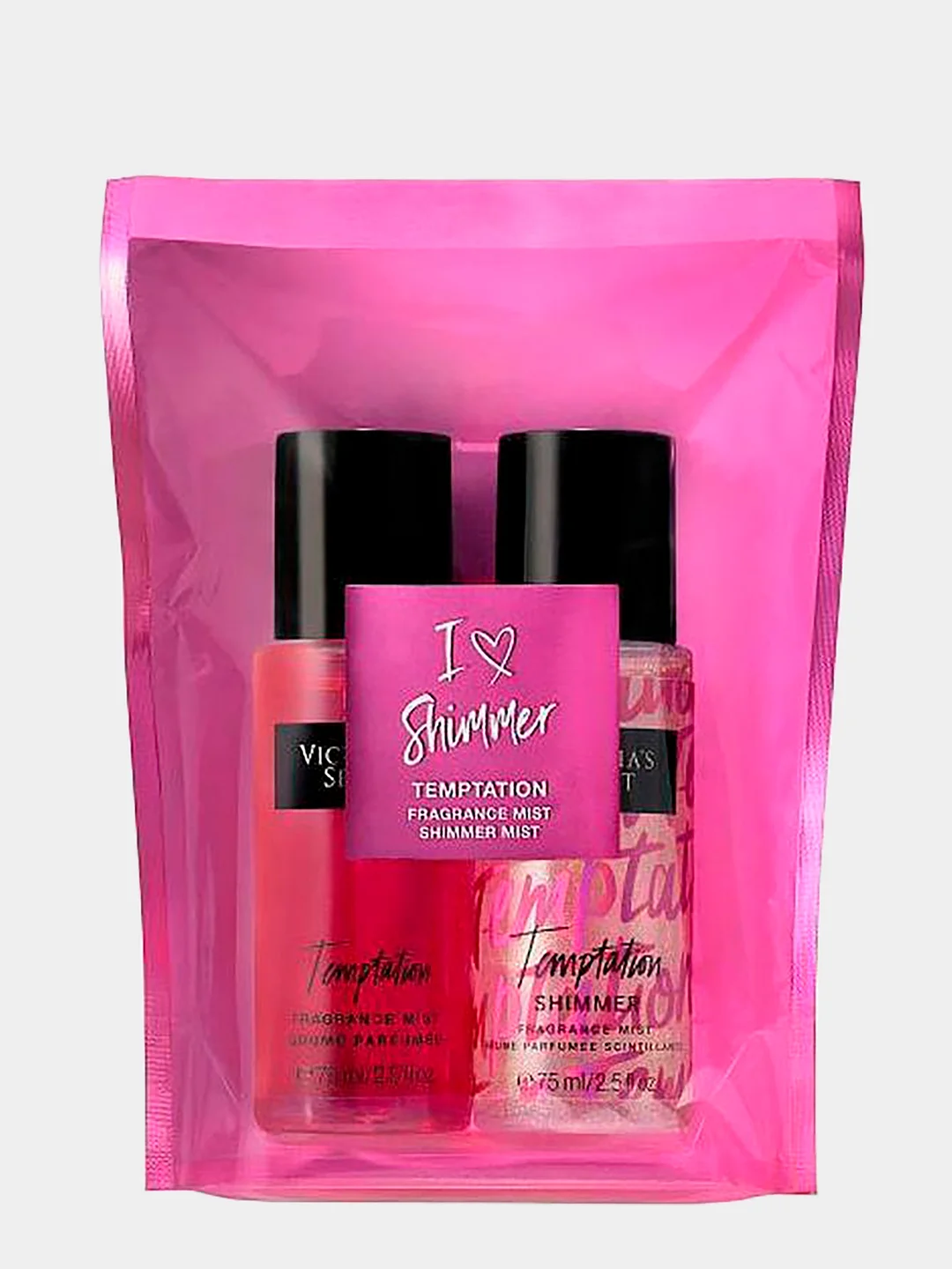 Спрей для тела, парфюмированный, подарочный набор Victoria Secret I love shimmer, 2 штуки