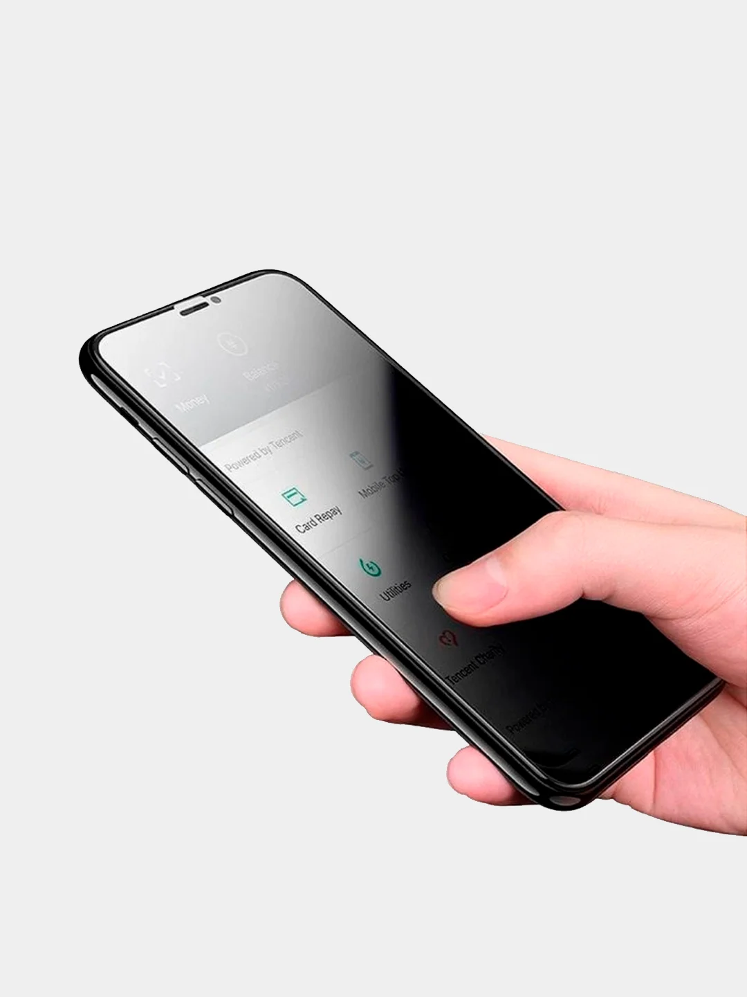 Защитное стекло "Антишпион" на iPhone 11/XR, X/XS/11 Pro, 12/ 12 Pro, 11 Pro Max/XS Max