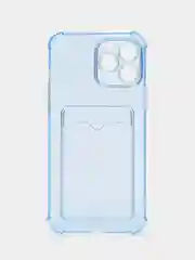 Голубой чехол для iPhone XR, 11, 12, 13, 14, Pro, Pro Max, 7 / 8, 7 Plus, с карманом для карт