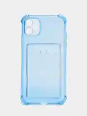 Синий чехол для iPhone XR, 11, 12, 13, 14, Pro, Pro Max, 7 / 8, 7 Plus, с карманом для карт