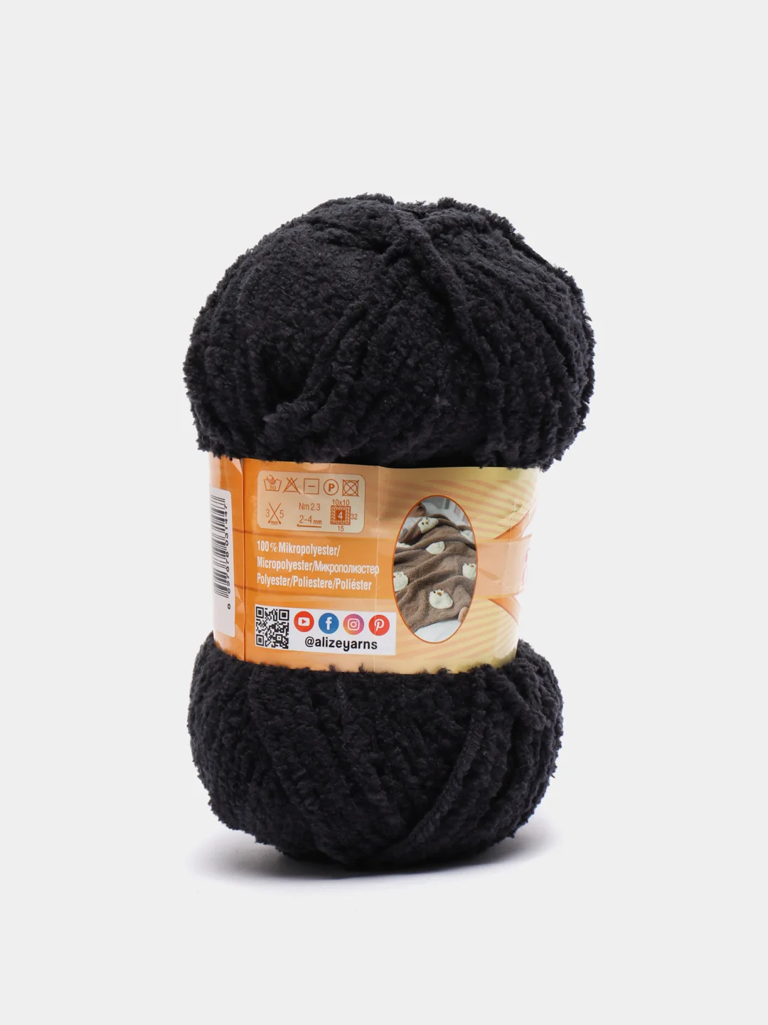 Черный плюшевая пряжа Alize Softy