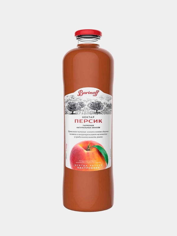 Нектар Barinoff "Персик", с мякотью, 1 л