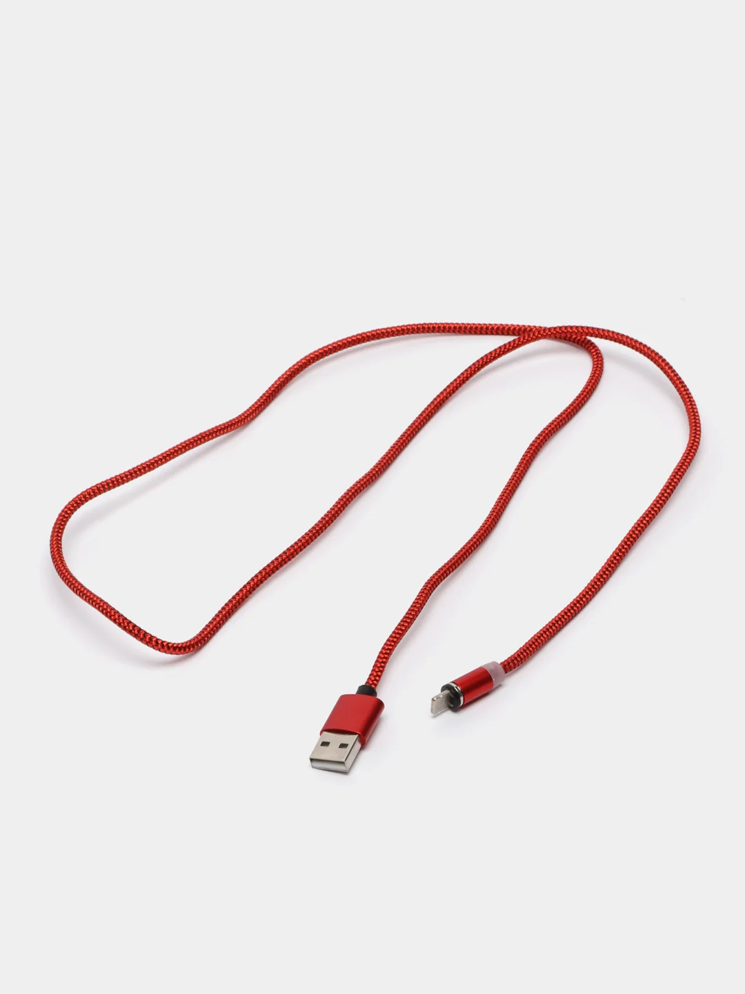 Красный магнитный кабель зарядка 360 градусов MicroUSB, Type C, Lighting 1A