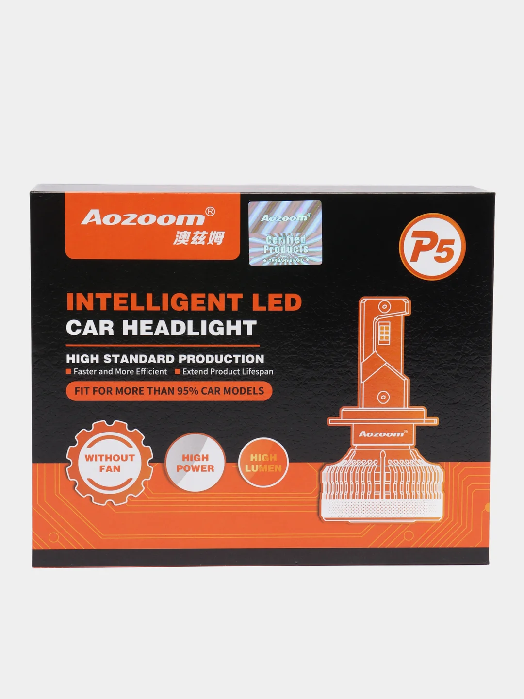 Светодиодные лампы AOZOOM P5 H4,Н7,Н11,НВ3(9005)/НВ4(9006) 6000K 12V, автомобильные, 2 шт