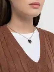 Серебряный цепочка на шею "Сердце. Мишка"