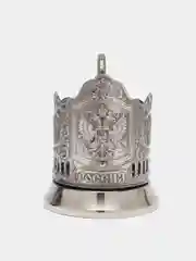 Подстаканник Кольчугинский мельхиор "Герб РФ" никелированный