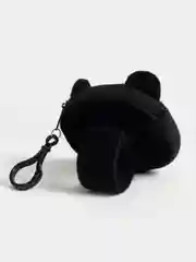 Черный браслет с кошельком детский плюшевый, на замке-молнии