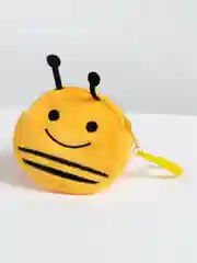 Желтый браслет с кошельком детский плюшевый, на замке-молнии