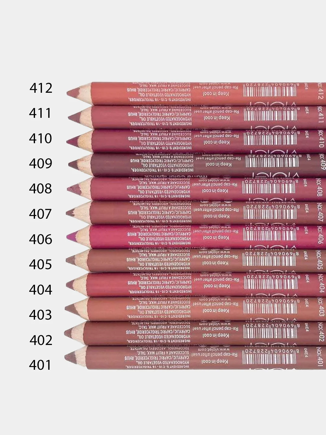 Карандаш для губ Violet Waterproof Lipstick, с точилкой, 12 цветов