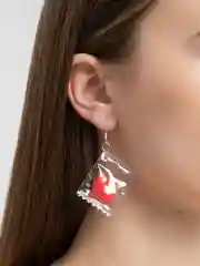 Красный серьги "Пакетики"