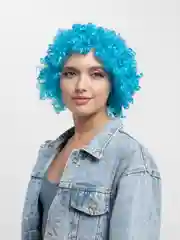 Лазурный парик клоуна цветной, кудрявый