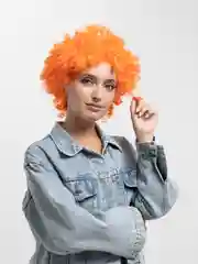 Оранжевый парик клоуна цветной, кудрявый