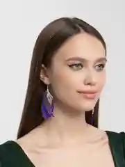 Фиолетовый серьги "Перья"