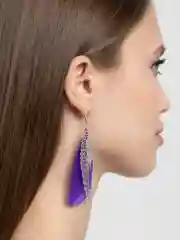 Фиолетовый серьги "Перья"