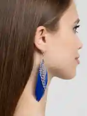 Синий серьги "Перья"