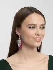 Розовый серьги "Перья"