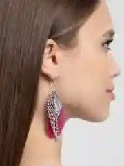 Розовый серьги "Перья"