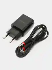 Белый сетевое зарядное устройство Borofone BA20A, 1xUSB, 2.1А + кабель Apple Lightning