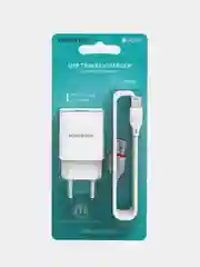 Белый сетевое зарядное устройство Borofone BA20A, 1xUSB, 2.1А + кабель Apple Lightning