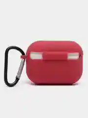 Багровый силиконовый чехол для Airpods Pro, с карабином