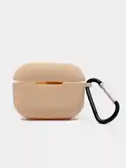 Бежевый силиконовый чехол для Airpods Pro, с карабином