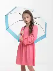 Голубой прозрачный детский зонт
