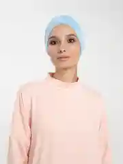 Голубой косой чепчик, шапочка под платок