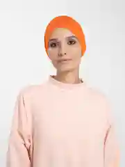 Оранжевый косой чепчик, шапочка под платок