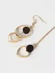 Коричневый серьги женские ассиметричные с сердцем, серьги-подвески