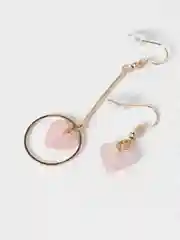 Розовый серьги женские ассиметричные с сердцем, серьги-подвески