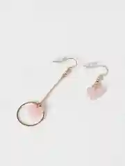 Розовый серьги женские ассиметричные с сердцем, серьги-подвески