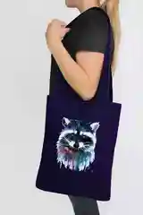 Индиго сумка шоппер, Енот, 30 х 45 см, несколько цветов
