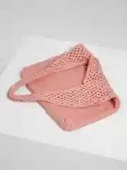 Розовый сумка-шоппер вязаная