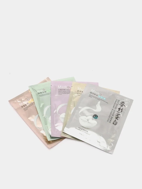 Silk Mask тканевые маски для лица по 1, 3, 5, 10 штук с протеинами шелка, 30 г