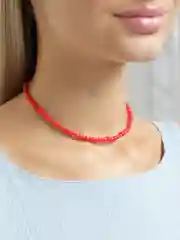 Красный чокер - ожерелье из бисера, украшение на шею