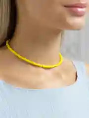 Желтый чокер - ожерелье из бисера, украшение на шею
