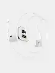 Белый автомобильная зарядка Borofone BZ12, Lightning, 2.4A