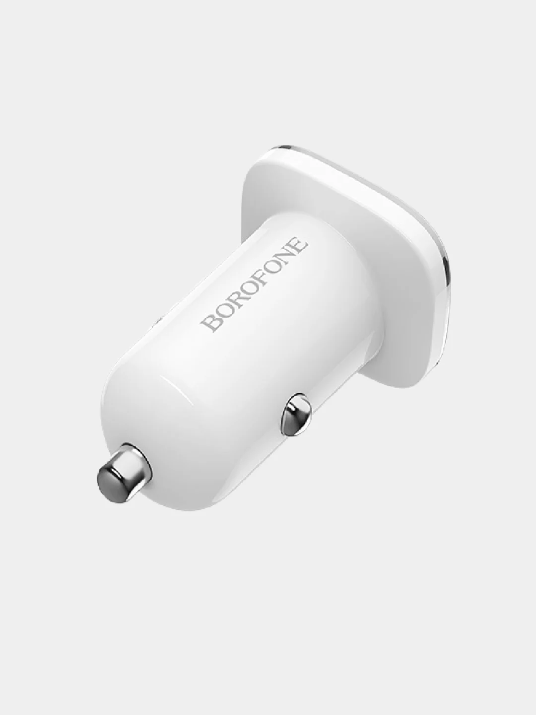 Белый автомобильная зарядка Borofone BZ12, Lightning, 2.4A