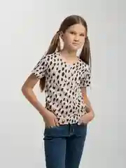 Бежевый футболка для девочки, oversize