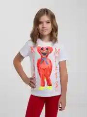Белый футболка детская Киси Миси, светящаяся в темноте