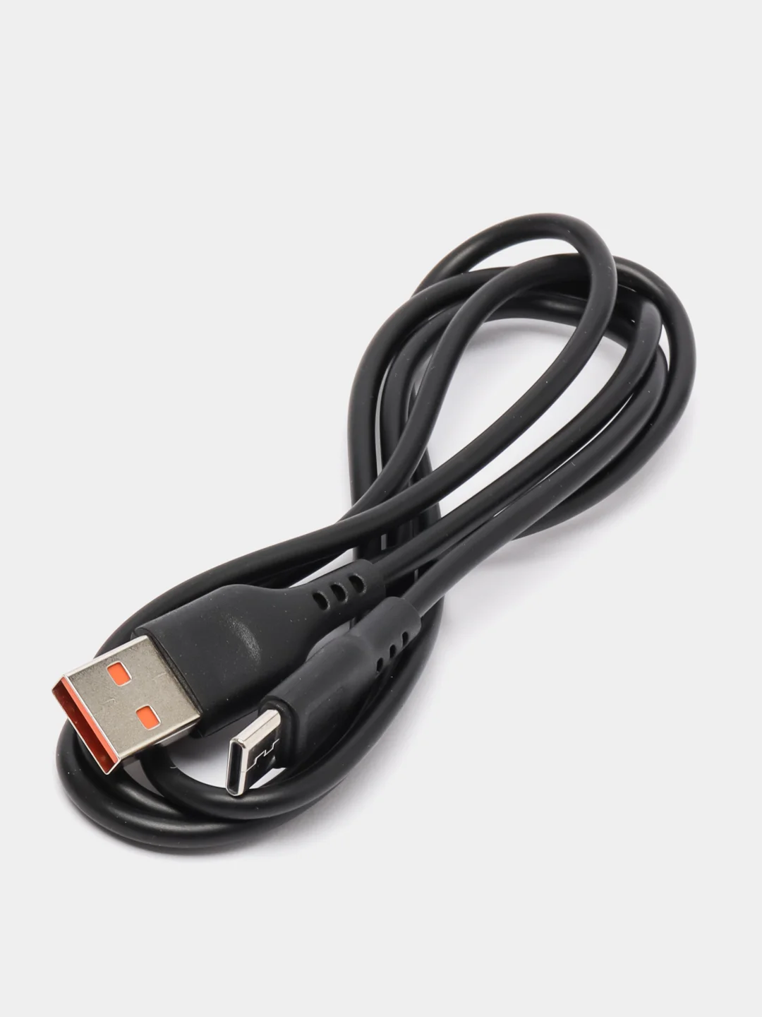 Угольный дата-кабель Denmen D01T Type-C, 2.4A, 1 м, с быстрой зарядкой черный